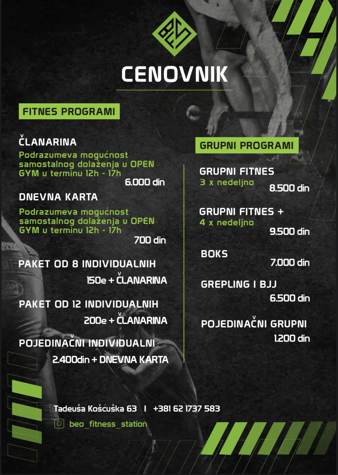 Cenovnik Beo Fitness Station